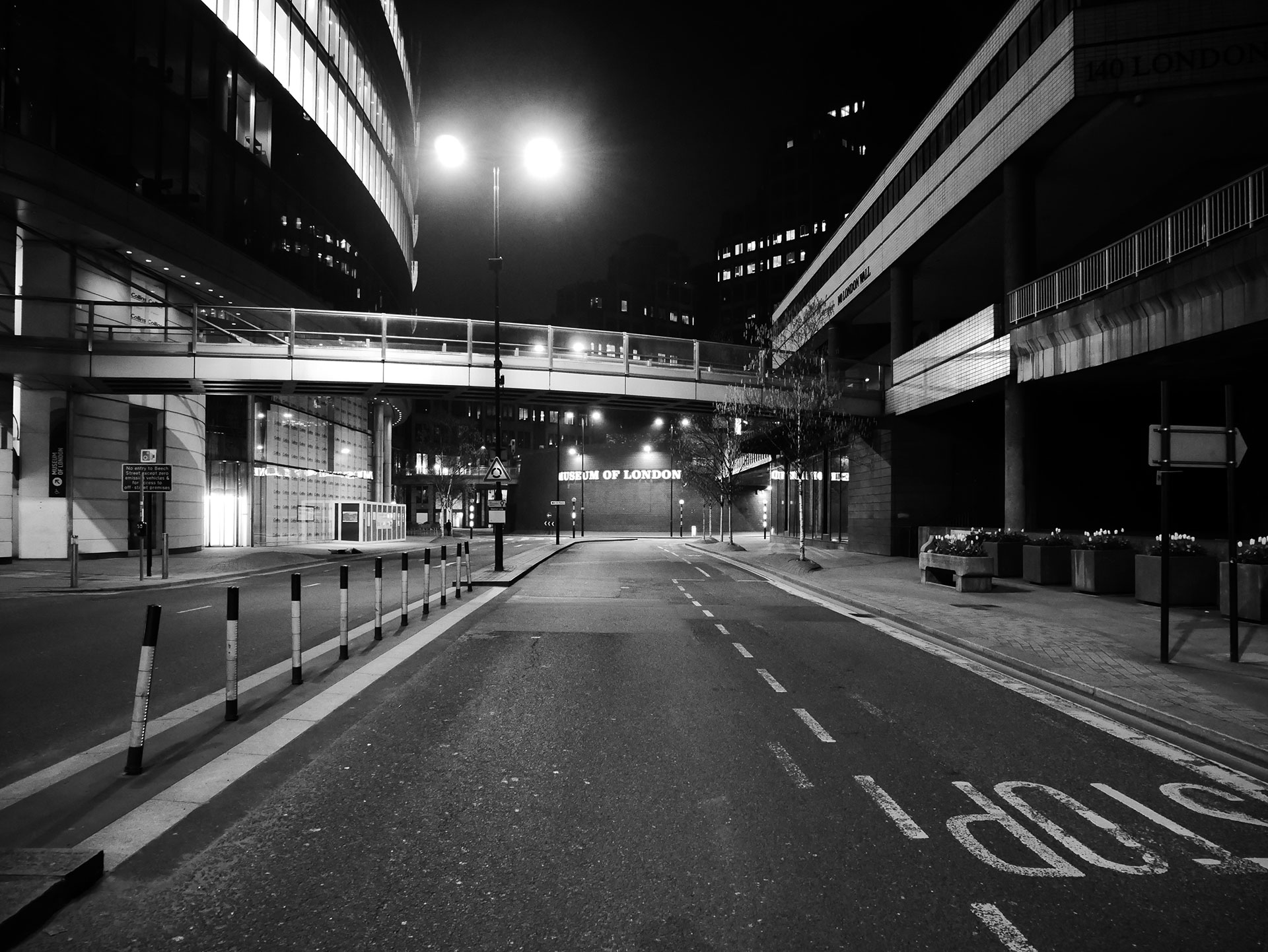 London Wall, looking towards
  the Museum of London